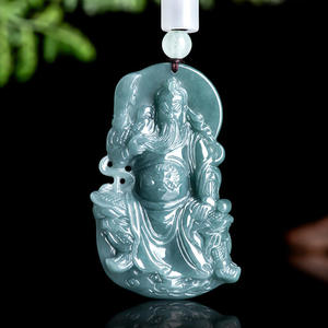 Colgante de Jadeíta Natural Azul Agua, Guan Gong, Dios de la Riqueza, Estilo Chino, Joyería UNISEX, Regalo con Certificado de Tasación GY10 - Product Image 2