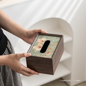 Caja de pañuelos de madera con diseño creativo para uso en el hogar, oficina, hotel, multiusos y de pie. - Product Image 1