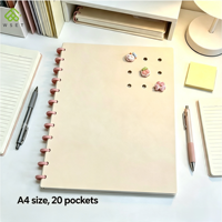 Classeur A4 à 20 pochettes perforées, étui de présentation amovible en PP imperméable, couverture décorative DIY, dossier de rangement pour documents de bureau