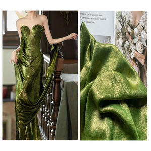 Stok penyepuhan renda 100% kain poliester kain cetak panas kain Foil untuk wanita gaun malam kain - Product Image 2