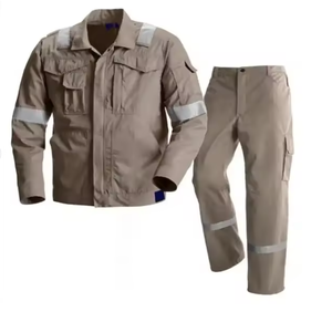 Hi Vis Katoen Brandwerende Werkkleding Fr Jas En Broek Uniform Voor Mannen In De Olie-Industrie Met Reflecterende Veiligheidsvoorzieningen - Product Image 3