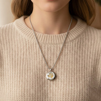 Collier diffuseur d'arômes en acier inoxydable à rayures verticales, pendentif rechargeable pour huiles essentielles