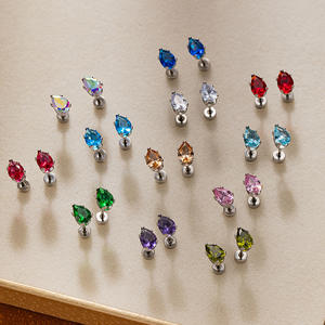 YL Bestseller pour boucles <span class=keywords><strong>d</strong></span>'oreilles femme, clous <span class=keywords><strong>d</strong></span>'oreilles en acier inoxydable, forme goutte <span class=keywords><strong>d</strong></span>'eau autrichienne, simples, polyvalents, colorés - Product Image 3