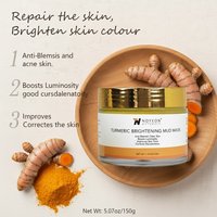 Produit naturel en gros, marque privée, masque de boue éclaircissant au curcuma, traitement de l'hyperpigmentation, masque d'argile éclatant pour peaux riches en mélanine