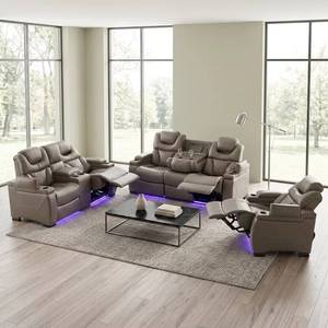 Sofá reclinable Frank de cuero ecológico con luz LED y función de carga inalámbrica, ideal para muebles de sala de estar modernos de alta gama - Product Image 3