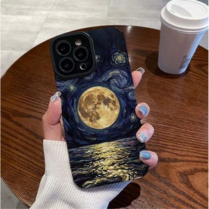 Coque <span class=keywords><strong>de</strong></span> <span class=keywords><strong>téléphone</strong></span> portable en cuir artificiel TPU avec impression <span class=keywords><strong>de</strong></span> peinture à l'huile Lune <span class=keywords><strong>Mer</strong></span> <span class=keywords><strong>Eau</strong></span> pour iPhone X Xr 11 12 13 14 15 16 17 18 Pro Max - Product Image 1