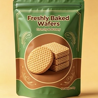 Sachet Doypack en plastique laminé de haute qualité avec logo personnalisé, surface mate et fermeture éclair, pour l'emballage de gaufrettes, biscuits et snacks secs
