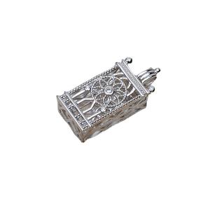 Pendentif carré en argent S925 de style euro-américain, cage à horloge, plateau vide pour perles non perforées 5-6 mm, composants de fabrication DIY - Product Image 2