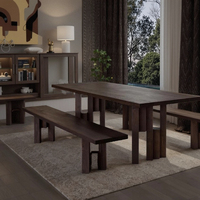 Table à manger en bois naturel pour les réunions Design unique pour votre espace Table à manger élégante en bois massif