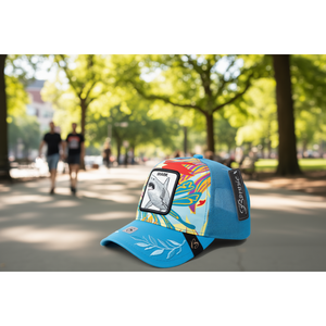 Cappello Trucker Bonnie in Tessuto a Rete, 6 Pannelli con Ricamo a Forma di Squalo, Unisex, Casual, Primavera-Estate - Product Image 2