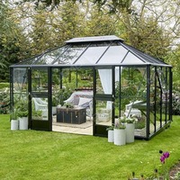 Verrière 4 saisons directement du fabricant, avec structure en aluminium et verre, toit plat et imperméable, pour cour, hôtel.