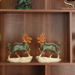 Multiwarna kuningan Qilin Beruntung produk fengshui kerajinan seni kerajinan logam Qilin ornamen dekorasi rumah
