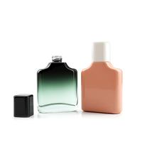 Flacon de parfum vide en verre plat vert dégradé de couleur personnalisé de 30ml flacon vaporisateur de parfum rose pour femme avec couvercle