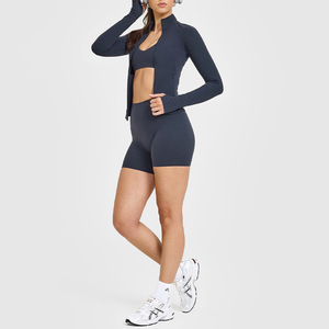 Giacca da corsa da <span class=keywords><strong>donna</strong></span> giacca da allenamento <span class=keywords><strong>per</strong></span> ginnastica con Zip piena da <span class=keywords><strong>palestra</strong></span> con tasche con cerniera fori - Product Image 3