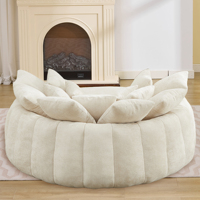 Sofá Cama Redondo Plegable de Chenilla de un Solo Asiento, Relleno de Espuma, Estilo Moderno, Fácil de Comprimir y Empacar, Disponible en Almacén de Canadá