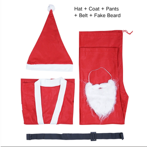 Costume <span class=keywords><strong>de</strong></span> père noël adulte 5 pièces en gros d'usine en tenues <span class=keywords><strong>de</strong></span> père noël pour enfants rouge vert bleu - Product Image 2