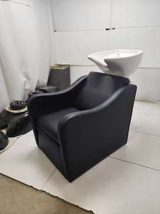 Fauteuil de lavage moderne en céramique et similicuir PU avec repose-pieds réglable et éponge haute densité pour salon de coiffure et institut de beauté - Product Image 5