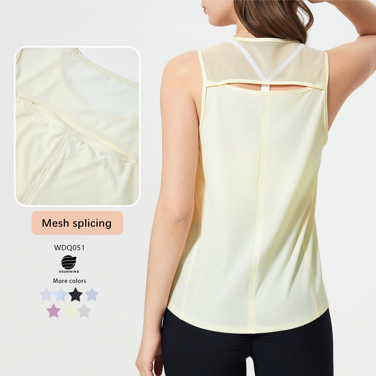 Xsunwing Custom Training Gymwear Yoga tank Tops bluey Apparel Activewear Gym Singlet Fitness Training Vest Workout Tops WDQ051