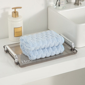 Ensemble de serviettes en tissu éponge Cloud Grid 35x75cm 70x140cm, couleur unie, en polaire corail moelleuse, pour la maison et la salle de bain - Product Image 3