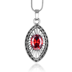Teardrop Shape <b>Ruby</b> Pendant <b>Necklace</b> Titanium Steel Claw Setting Solitaire Pendants Gift Jewelry SP684 - Product Image 1