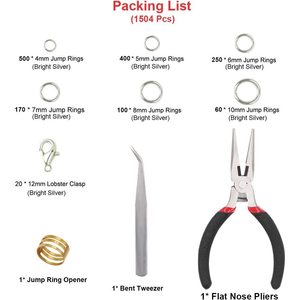 Kit d'accessoires de bijouterie DIY avec pinces et anneaux de jonction pour la création de colliers, plaqué alliage argent et or, forme ronde, 7 compartiments - Product Image 2