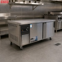 Mini congélateur sous table en acier inoxydable à double température Réfrigérateur horizontal Congélateur industriel 200L-500L 2/3 porte