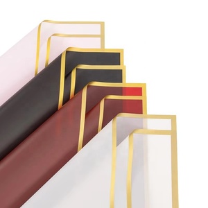 Floral Wrapping Packing Florist Packaging Sheet Golden Edge Korean Bouquet Waterproof Flower Wrapping Paper