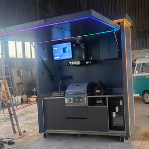 New Custom Color Pre-assembled Multifunctional <strong>Outdoor</strong> Kitchen Pod 304 Stainless Steel Weatherproof with BBQ &amp; Storage <strong>Food</strong> <strong>Cart</strong> - Product Image 1