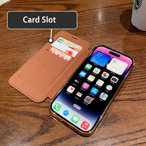 Étui de téléphone à clapet créatif pour iPhone 17 16 Promax, étui en cuir TPU magnétique plaqué avec emplacement pour carte pour <span class=keywords><strong>Samsung</strong></span> S25 Ultra S24FE - Product Image 6