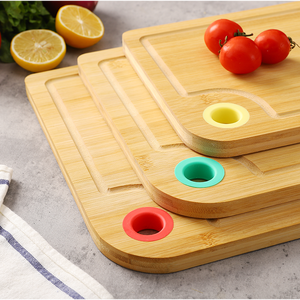 Ensemble de planches à découper en bambou 3 pièces Ustensiles de cuisine Durables Non toxiques Antibactériens Écologiques Lavables au lave-vaisselle Rainure profonde pour le jus - Product Image 2