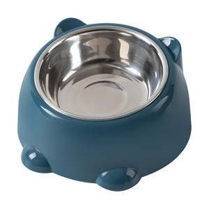 Cuenco para mascotas de acero inoxidable con orejas de oso, cuenco individual antideslizante para gatos y perros, utensilio de alimentación con forma redondeada - Product Image 5