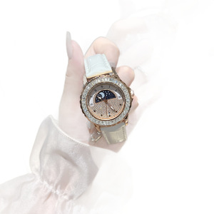 Montre pour femme neuve, quartz, alliage, style charme, soleil, lune, ciel étoilé, diamant, best-seller transfrontalier, CRISTAL SAPHIR - Product Image 5