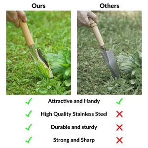 Lot de 9 outils de jardinage DIY durables de qualité alimentaire avec manche en bois, pelle, truelle, râteau et panier de transport – Vente en gros OEM - Product Image 3