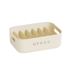 Cabinet Organizer <b>Storage</b> <b>Basket</b> With Partitions For Kitchen Spices And Condiments <b>Rectangle</b> Creamy White - Product Image 3