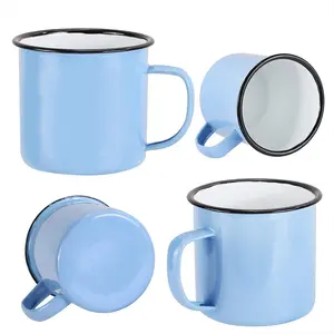 11oz OEM Factory 10 Oz 10oz 11 Ounce 11oz 12 Ounce 12 Oz 12oz Bulk Attractive Custom White Steel Metal Enamel Camping Cup Mug