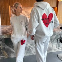 Ensemble de survêtement assorti pour couple - MAISON DE MONACO, imprimé cœur, 2 pièces, tenue décontractée pour homme et femme