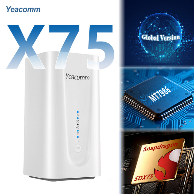 Yeacomm NR330 Ultra Unlocked 5G SDX75 Modem with Sim Slot MT7986 SA NSA Cellular Network WiFi 6  AX6000 Dual-band VPN 5G Router