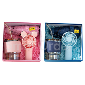 Set de Regalo de Verano Naranja Personalizado con Ventilador de Mano, Vaso de Vidrio <span class=keywords><strong>y</strong></span> Toalla - Product Image 4