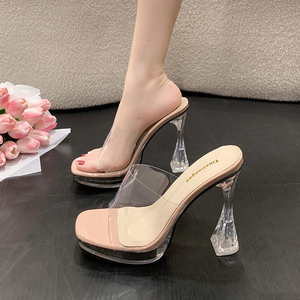 Chaussures tendance sexy en plexiglas à plateforme de 10 cm/13 cm, talons transparents pour femmes et dames - Product Image 5