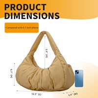 Großhandel Maßgefertigte Leichte Baumwoll-Gepolsterte Puffer-Hobo-Tasche Trendige Weiche Halbmond-Damen-Schultertasche Flauschige Handtasche für Frauen