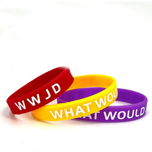 Braccialetti in silicone ispirazionali cristiani Qixi Promotional Church Gifts What Would Jesus Do - Product Image 3