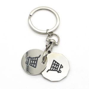 Pad Printing <b>Custom</b> Logo Trolley Coin Shopping Chip Keychain Token <b>Key</b> Ring UK Shopping Trolley Coin - Product Image 5
