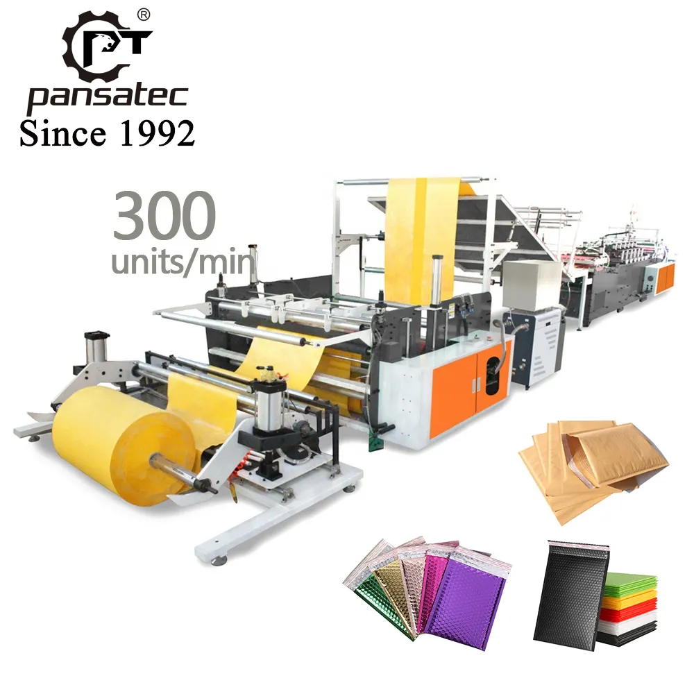 Nuevo diseño de polietileno burbuja de bolsa de papel kraft, máquina fabricadora de sobres de correo de papel Kraft sobre el cojín de aire bolsa que hace la máquina