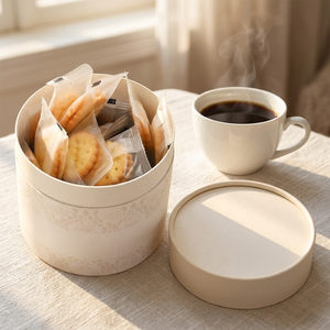 Tube en papier alimentaire personnalisé, boîte cylindrique imprimée pour chocolat, biscuits, thé, noix, emballage alimentaire recyclable et sûr pour les aliments - Product Image 1