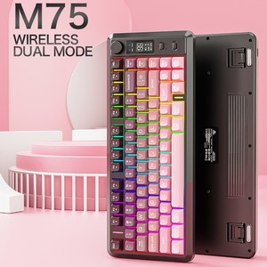 FREEWOLF M75 Keyboard Mekanikal nirkabel, 2.4G <span class=keywords><strong>Bluetooth</strong></span> Mode ganda Keyboard Game dengan 82 tombol dan Keyboard Gaming RGB untuk kantor/Gaming - Product Image 6