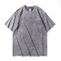 Kaos Oblong Pendek Solid Musim Panas Gaya City Boy Vintage Dicuci Katun Murni Combed Longgar Bernapas Trendi Merk Ternama
