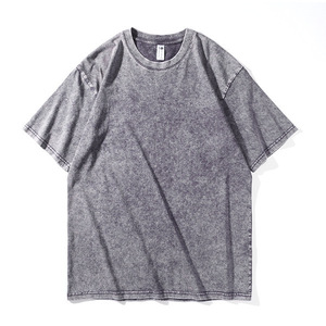 T-shirt a maniche corte in cotone pettinato, lavaggio vintage, vestibilità ampia, traspirante, di tendenza, per l'estate, stile urbano - Product Image 6