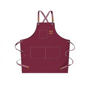 IKZARSA Cape de Coiffure Confortable en Denim, Taille Ajustable, Couleur Bordeaux, Tablier Professionnel pour Barbier et Salon - Product Image 1