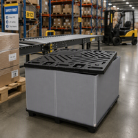 Boîte de rangement empilable pour composants électroniques avec couvercle, bac de manutention en plastique robuste pour usine 1016*1219mm