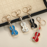 Porte-clés en métal en forme de guitare, symbole musical, vente en gros, coloré, créatif, personnalisé, pour sac, artisanat